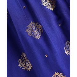 Pine Kids Woven Half Puffed Sleeves Choli Lehenga Set with Dupatta Motif Glitter Print & Lace Detailing - Royal Blue
