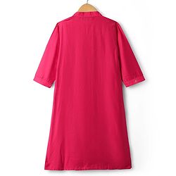 Pine Kids Woven Three Fourth Sleeves Kurta Palazzo Set with  Dupatta Floral Embroidery & Sequin & Lace Detailing - Yellow & Dark Pink