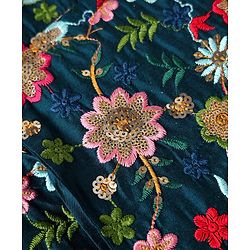 Pine Kids Woven Full Sleeves Floral Embroidered Kurta Pyjama Set - Navy Blue