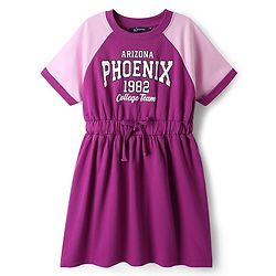 Pine Kids Cotton Knit Half Raglan Sleeves Winter Frock With Text Print - Purple