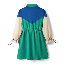 Pine Kids Cotton Knit Full Sleeves Winter Frocks With Cut & Sew Design - Green