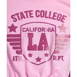 Pine Kids Cotton Knit Full Sleeves Color Black Winter Frock with State College California Text Print - Pink & Maroon