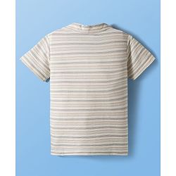 Pine Kids Cotton Knit Half Sleeves Striped Shirt - White