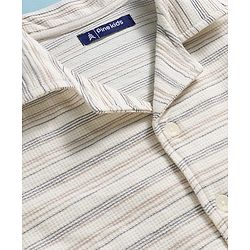 Pine Kids Cotton Knit Half Sleeves Striped Shirt - White