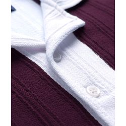 Pine Kids Knit Half Sleeves Shirt With Stripes - Wine & White