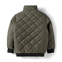 Pine Kids Woven Full Sleeves Solid Quilted Jacket - Olive Green