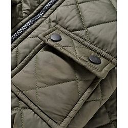 Pine Kids Woven Full Sleeves Solid Quilted Jacket - Olive Green