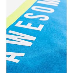 Pine Kids Cotton Knit Full Length Track Pant With Text Print - Blue