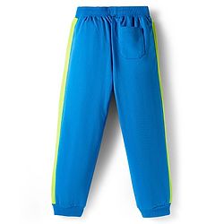 Pine Kids Cotton Knit Full Length Track Pant With Text Print - Blue