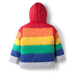 Pine Kids Woven Full Sleeves Colour Block Padded Hooded Jacket With Rainbow Patch Detailing - Multi Colour