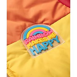 Pine Kids Woven Full Sleeves Colour Block Padded Hooded Jacket With Rainbow Patch Detailing - Multi Colour