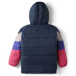 Pine Kids Woven Full Sleeves Colour Block Padded Hooded Jacket With Butterfly Embroidery - Multi Colour