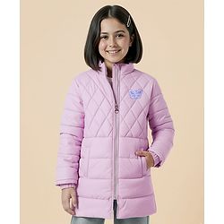Pine Kids Woven Full Sleeves Padded Jacket with Butterfly Patch Detailing - Purple
