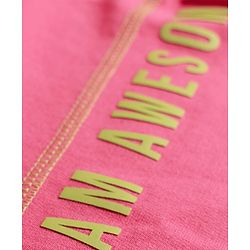 Pine Kids Cotton Knit Full Length Track Pant with Calm Text Print - Dark Pink