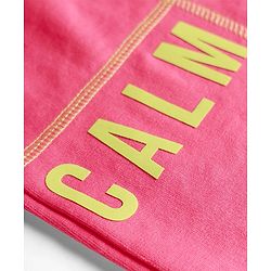 Pine Kids Cotton Knit Full Length Track Pant with Calm Text Print - Dark Pink