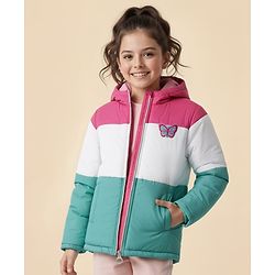 Pine Kids Woven Full Sleeves Padded Hooded Jacket with Color Block - Multicolor