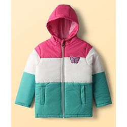 Pine Kids Woven Full Sleeves Padded Hooded Jacket with Color Block - Multicolor