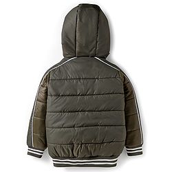 Pine Kids Woven Full Sleeves Hooded Solid Padded Jacket - Olive Green