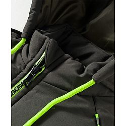 Pine Kids Woven Full Sleeves Hooded Solid Padded Jacket - Olive Green