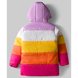 Pine Kids Woven Full Sleeves Hooded Padded Winter Jacket with Color Block Design - Multicolor