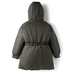 Pine Kids Woven Full Sleeves Solid Hooded Padded Jacket - Olive Green