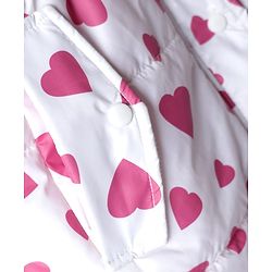 Pine Kids Woven Full Sleeves Hooded Padded Jacket With Heart Print - Pink