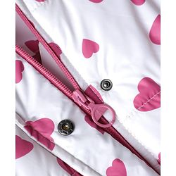 Pine Kids Woven Full Sleeves Hooded Padded Jacket With Heart Print - Pink