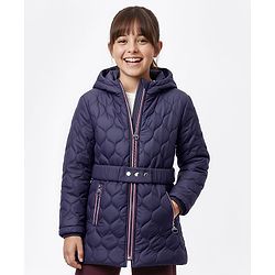 Pine Kids Woven Full Sleeves Solid Color Hooded Quilted Jacket - Navy Blue