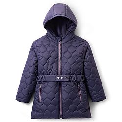 Pine Kids Woven Full Sleeves Solid Color Hooded Quilted Jacket - Navy Blue