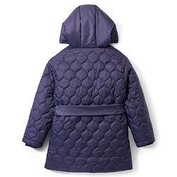 Pine Kids Woven Full Sleeves Solid Color Hooded Quilted Jacket - Navy Blue