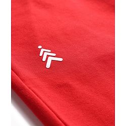 Pine Kids Cotton Knit Full Length Lounge Pant With Text Print - Red