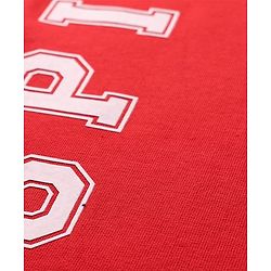 Pine Kids Cotton Knit Full Length Lounge Pant With Text Print - Red