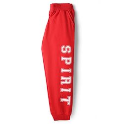 Pine Kids Cotton Knit Full Length Lounge Pant With Text Print - Red