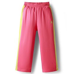 Pine Kids Cotton Knit Full Length Track Pant with Logo Print - Dark Pink