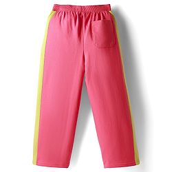 Pine Kids Cotton Knit Full Length Track Pant with Logo Print - Dark Pink