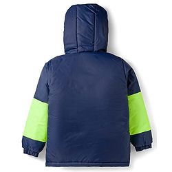 Pine Kids Woven Full Sleeves Solid Hooded Padded Jacket - Navy Blue