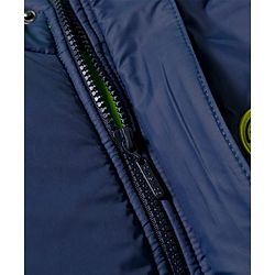 Pine Kids Woven Full Sleeves Solid Hooded Padded Jacket - Navy Blue