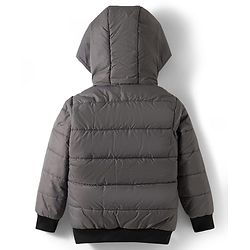 Pine Kids Woven Full Sleeves Hooded Solid Padded Jacket - Grey