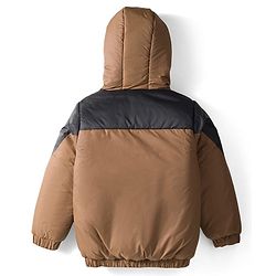 Pine Kids Woven Full Sleeves Solid Hooded Padded Jacket - Brown