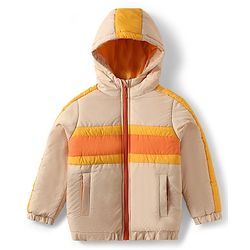 Pine Kids Woven Full Sleeves Padded Hooded Jacket With Cut & Sew Design - Yellow