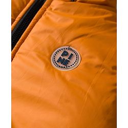 Pine Kids Woven Full Sleeves Hooded Padded Jacket With Color Block Design - Tan