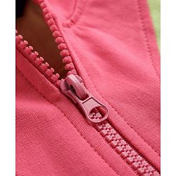 Pine Kids Cotton Knit Full Sleeves Winter Sweatshirt Dress With Cut & Sew Design - Dark Pink