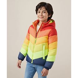 Pine Kids Woven Full Sleeves Solid Color Block Hooded Padded Jacket - Multicolor