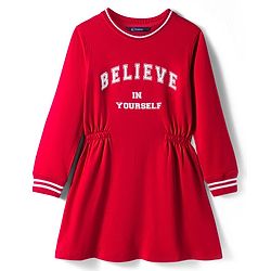 Pine Kids Cotton Knit Full Sleeves Winter Sweatshirt Dress With Believe in Yourself Text Print - Red