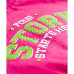 Pine Kids Cotton Knit Half Raglan Sleeves Sweatshirt Dress With Text Print - Dark Pink