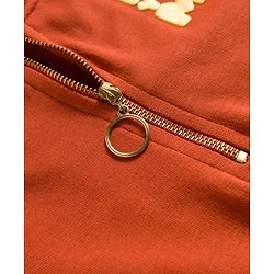 Pine Kids Cotton Knit Full Sleeves Sweatshirt Dress With Text Foil Print - Red