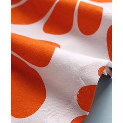 Pine Kids Cotton Knit Half Sleeves Kaftan Style Top with Floral Print - Orange & White