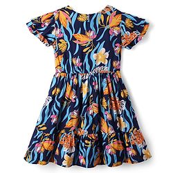 Pine Kids 100% Cotton Half Sleeves Floral Printed Frock - Multicolour