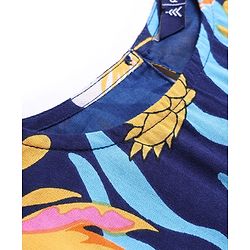Pine Kids 100% Cotton Half Sleeves Floral Printed Frock - Multicolour