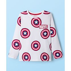 Pine Kids Marvel Single Jersey Knit Full Sleeves T-Shirts with Avengers Captain America Graphic Pack of 3 - White Blue & Red